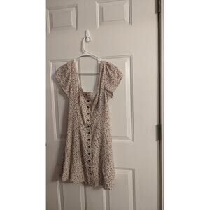 American Eagle Midi Orange Flower Print Dress, XS, Button Front Cottagecore Boho